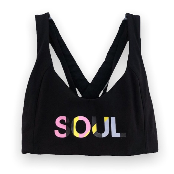 lululemon athletica Other - Lululemon Soulcycle Athletic Athleisure Strappy Black Graphic Logo Sports Bra 10